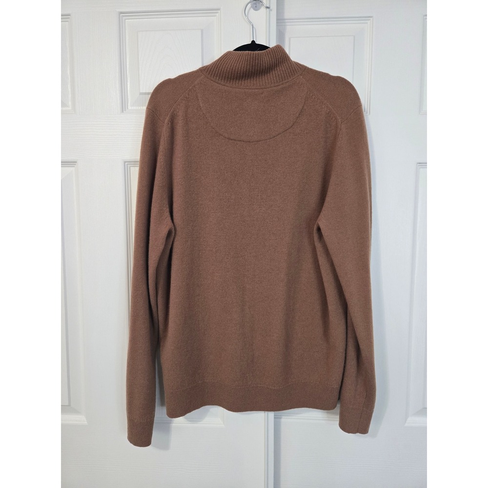 Nordstrom Mens Shop 100% Cashmere Quarter Zip Sweater Brown Large Pullover - Picture 4 of 4
